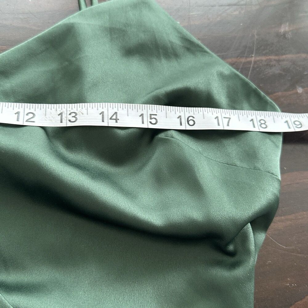 REVOLVE MAJORELLE Dress L Green Nina Satin Wrap Mini Spaghetti Strap Women's - Picture 11 of 12